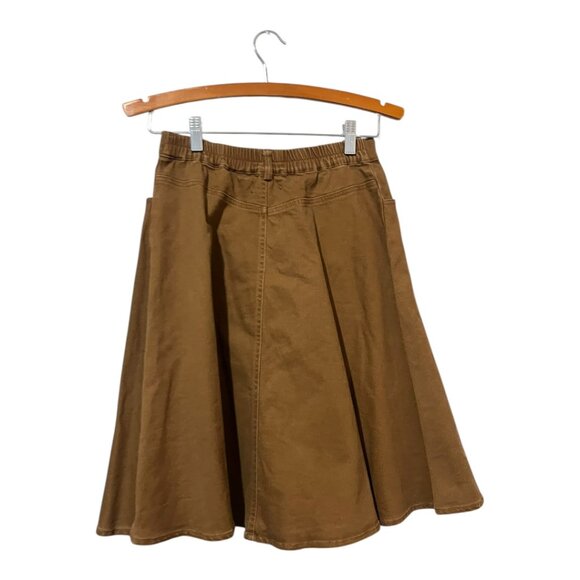 Hello Yellow Girls Brown Denim A Line Skirt Size 16 Elastic Waist Pull On - Picture 2 of 4
